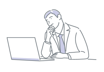 パソコン操作について悩む男性